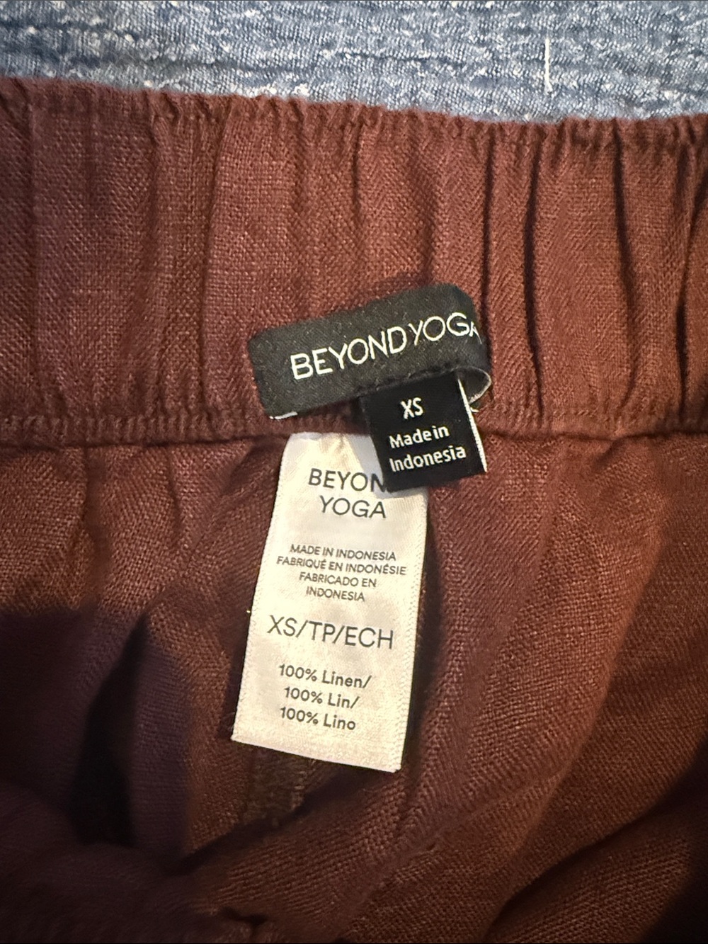 BNWT Beyond Yoga SoftWash Linen Easy Wide Leg Pants Brown Size XS 100% Linen - Picture 6 of 6
